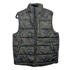 NordicTrack Green Camo Puffer Vest Zip Up Sleeveless Jacket Medium